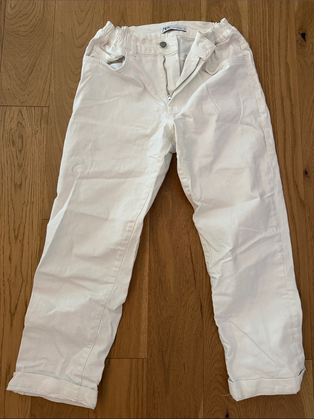 Zara White Denim Waistband Detail